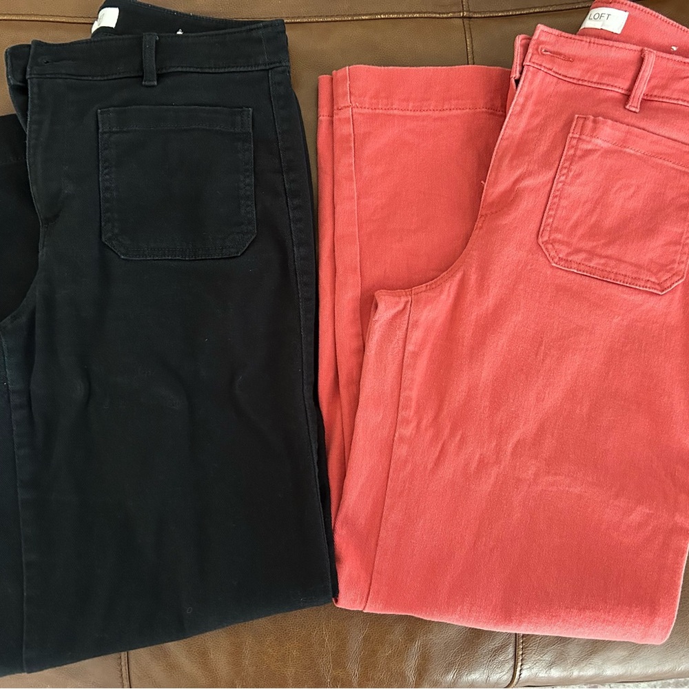 LOFT Black and Coral Pants Set